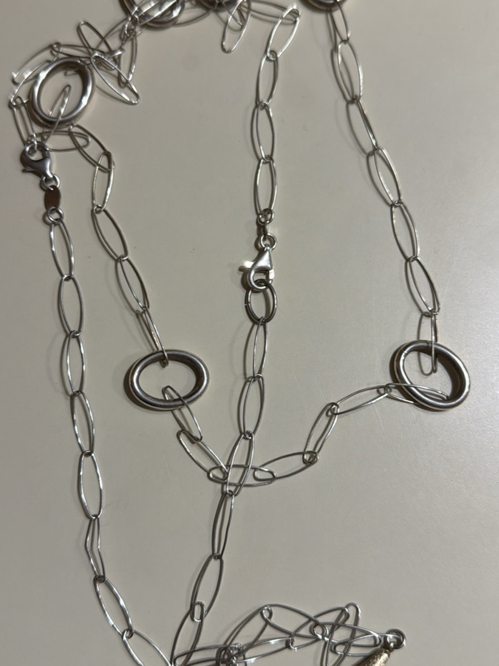 Long Sterling silver necklace  52 inches long